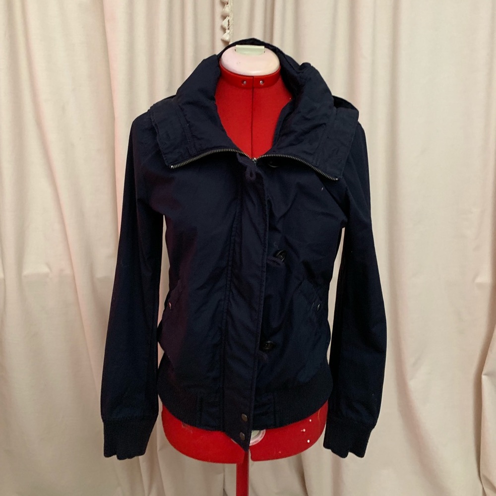 Navy blue rain jacket